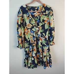 Lauren Ralph Lauren Womens Tropical Floral Cotton Voile Dress Size 14